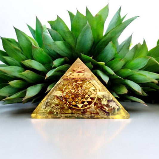 CITRINE ORGONE PYRAMID WITH SHREE YANTRA